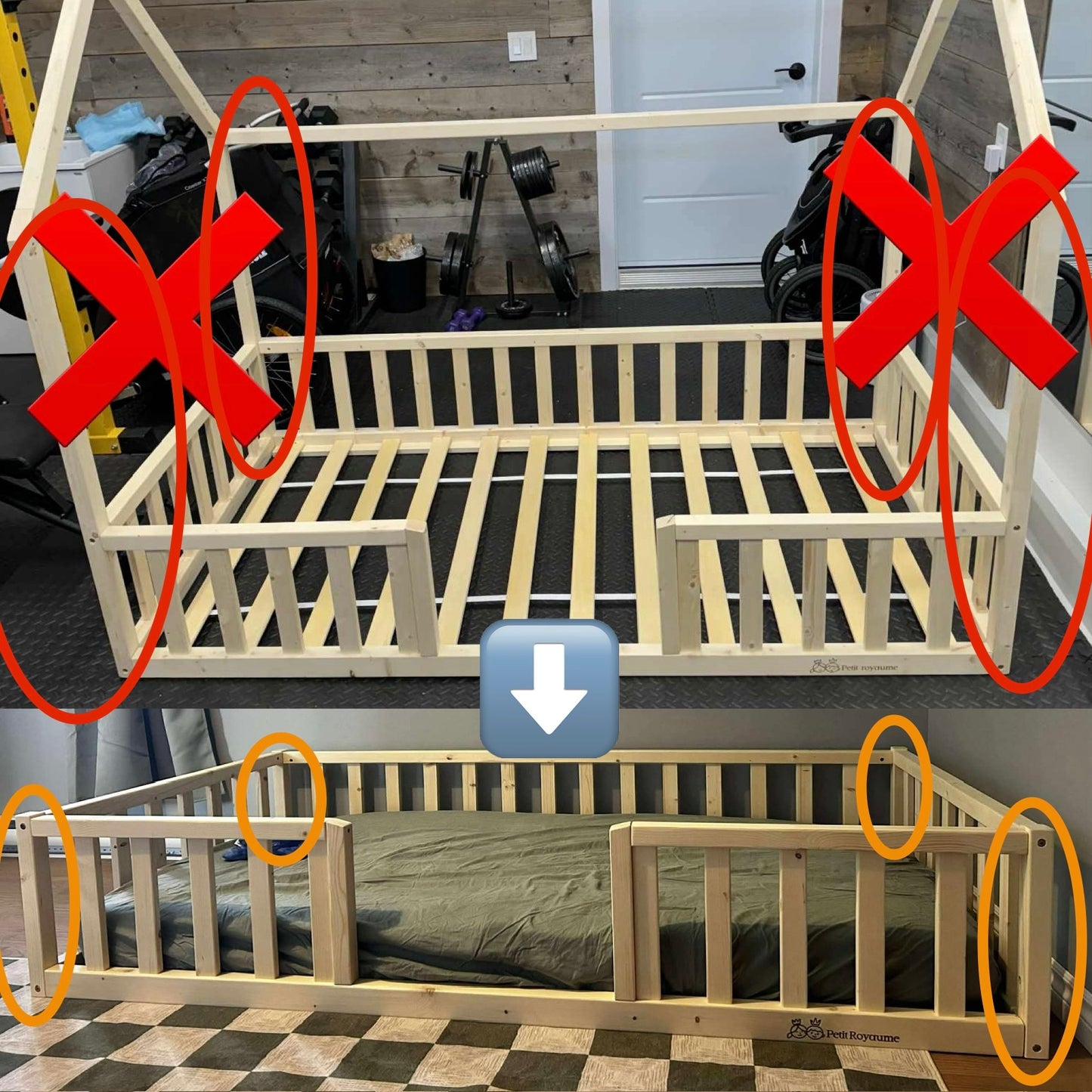 Pièces pour retirer la maisonnette et faire un lit sans maisonnette