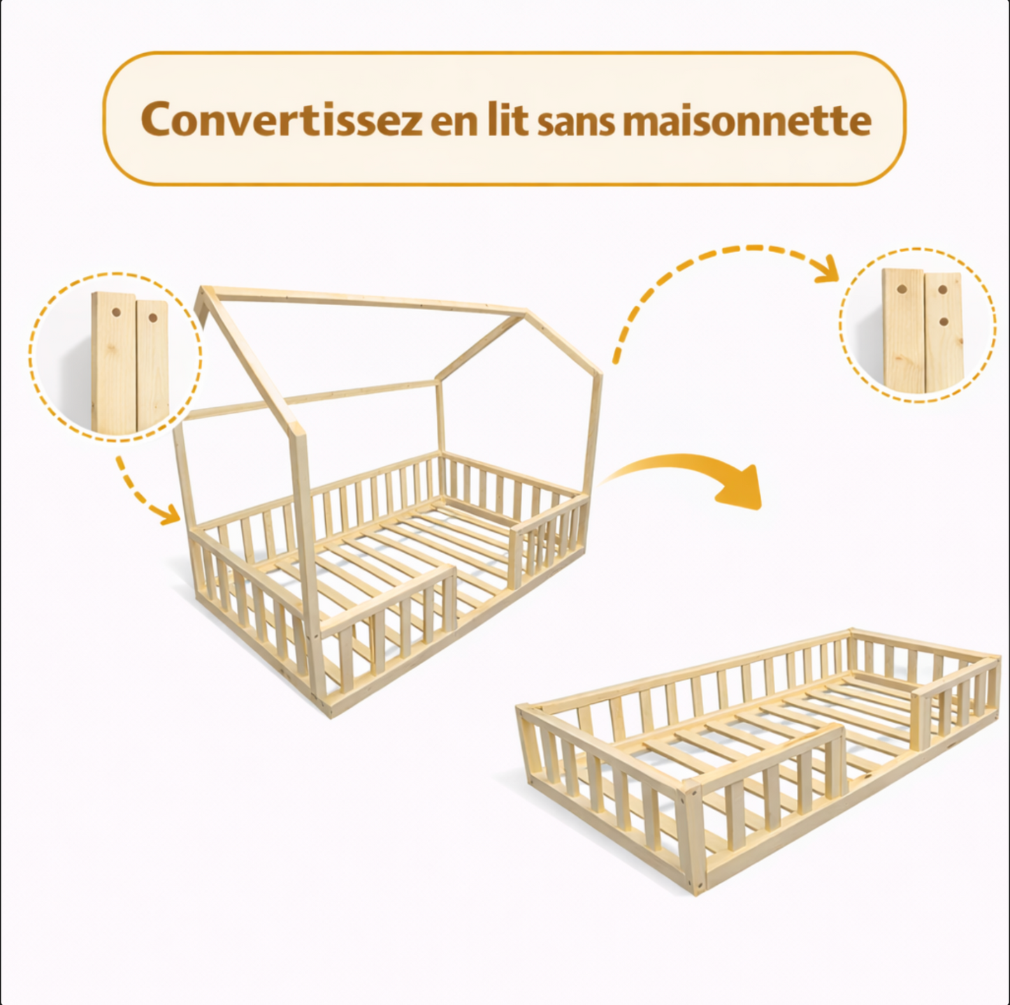 Pièces pour retirer la maisonnette et faire un lit sans maisonnette (4)