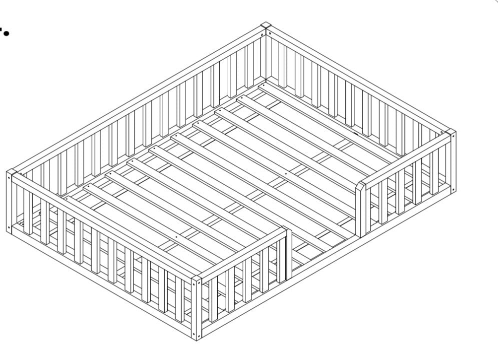 Lit double au sol Montessori, sans maisonnette, nouvelle version